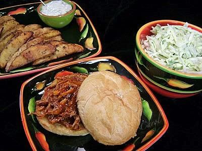 /><br/> <br/> I made a pork roast a while back and wanted to make something different other than reheating it for dinner. What to do...what to do???? The more I thought about it...the more pulled pork sounded really appetizing...and I had some rolls in the freezer I wanted to use.<br/> <br/> OK...now for a side dish...........or dishes.....cole slaw....that could be placed on TOP of the pork in the sandwich. PERFECT! I've had this recipe in my files and aside from replacing the Napa cabbage with regular green cabbage (only because that's all I had here) I stuck to the recipe...is it ever good. Crisp and light with the crunch of the cabbage and surprise of apples...and a nice touch with the lime too. The jalapenos add a nice little background heat. I used low fat mayonnaise and it worked wonderfully.<br/> <br/> I love the magazine 